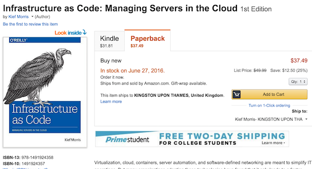 Screenshot of the order page on Amazon